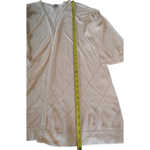 Anne Klein‎ Womens Cardigan Sweater Peach Long Open Front Size Medium SEE - Picture 13 of 14